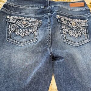 Wildflowers Embellished Boot Cut Jeans - Medium Blue